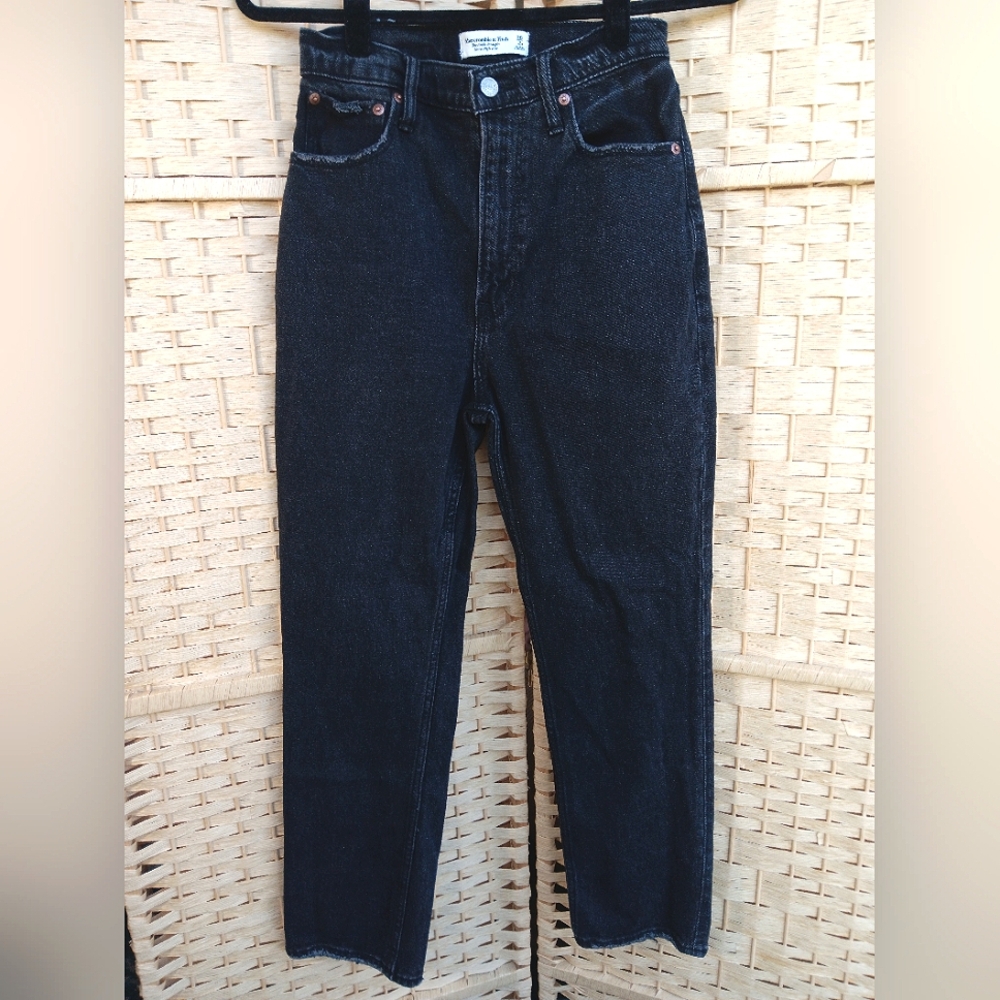 Abercrombie & Fitch The Ankle Straight Ultra High Rise Black Jeans 26 2